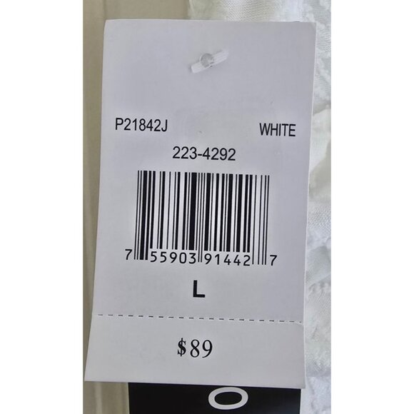 Sleeveless White Lace Pattern Dress By Perceptions New York V-Neckline Waist Tie - Picture 4 of 7